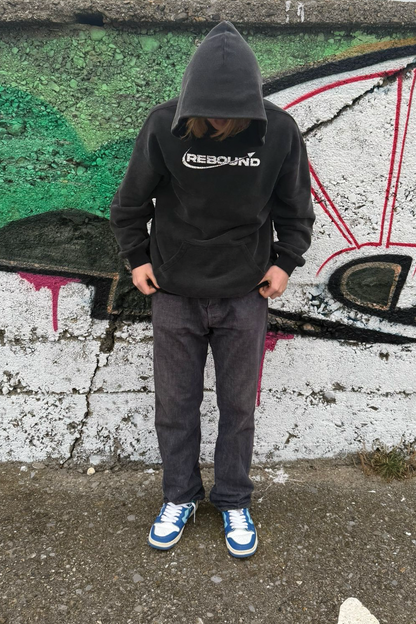 Rebound box fit stone washed hoodie front