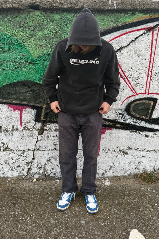 Rebound box fit stone washed hoodie front